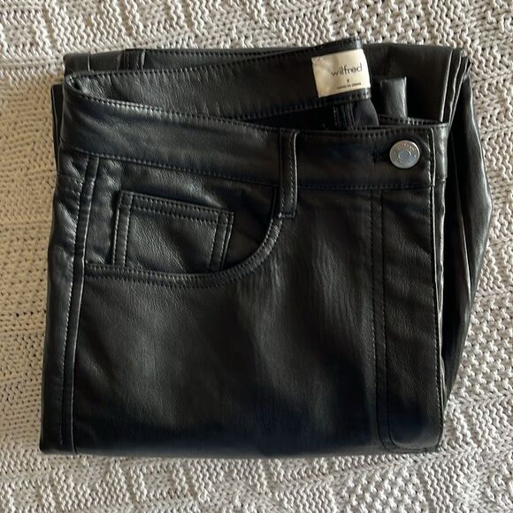 Wilfred The Melina™ High-rise Pant Sz 8 Black Straight Leg Vegan Leather - Picture 12 of 12